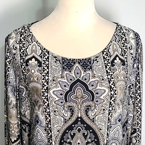 Roz & Ali Black & Cream Patterned Jersey Tunic, Size XL - Picture 3 of 8
